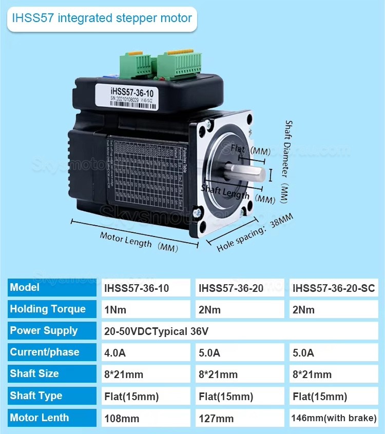 JMC iHSS57-36-10/20/SC NEMA 23 Closed Loop Integrated Stepper Motor 1.8 Deg 1Nm/2Nm/3Nm 4A/5A 36V 2 Phase